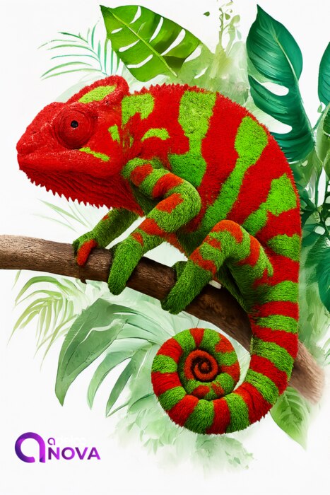 Chameleon illustration printed on garment