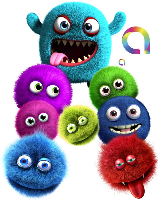 Monster character set design printed on garment