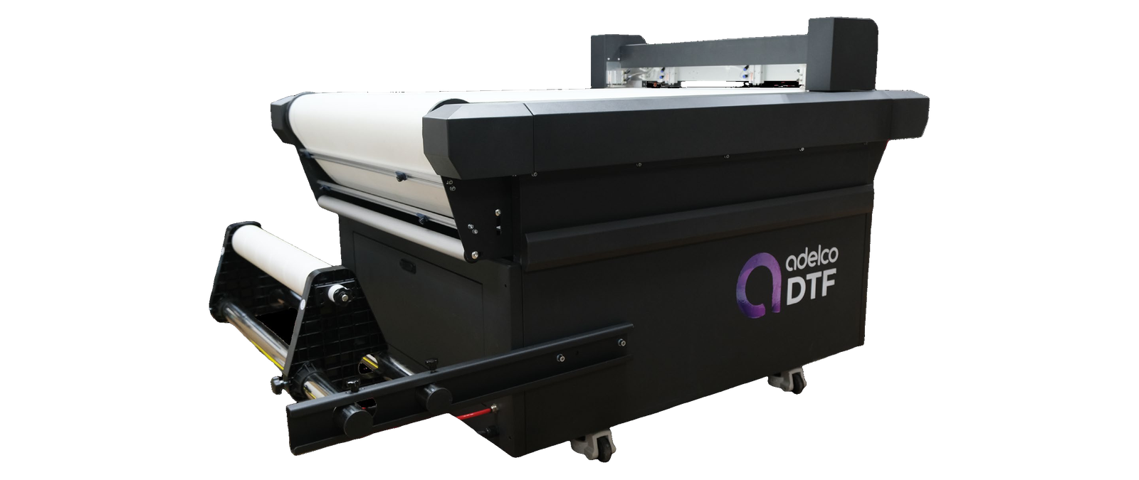 Adelco DTF cutter for inline print and cut DTF transfers